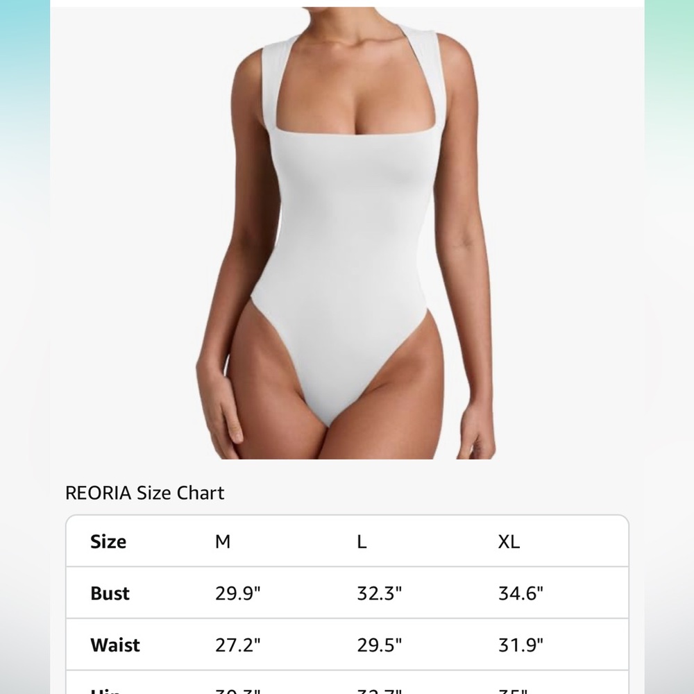 White Women’s Sexy Sleeveless Square Neck Double Lined Basic Bodysuit Tank Tops - Picture 5 of 8